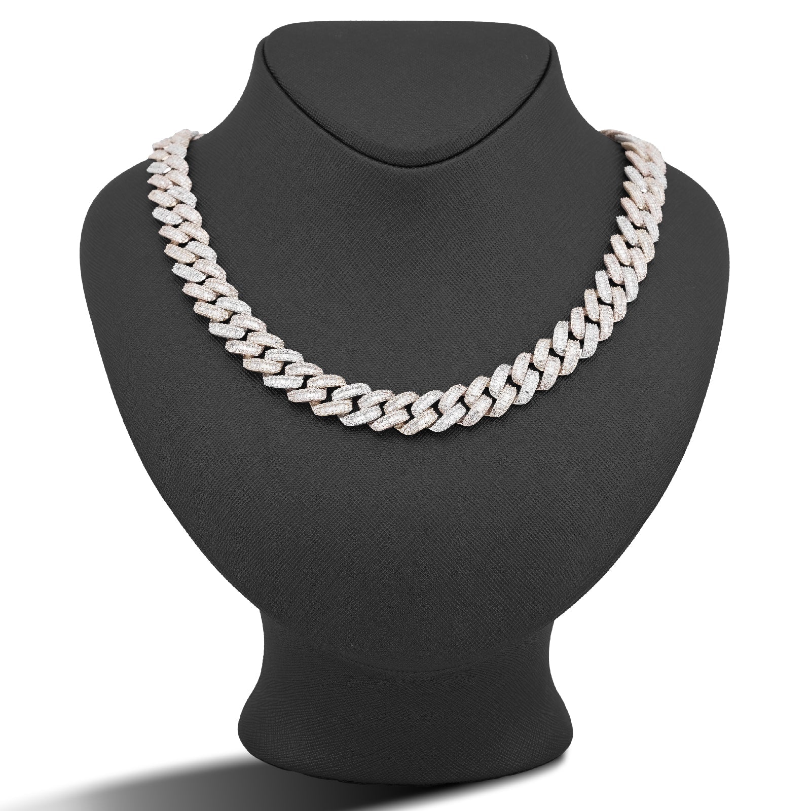 10K 3-Tone Yellow/White/Rose Gold 26CT Natural Diamond Round/Baguette 13MM Chain Men 22" Necklace - Elite Jewelers-Necklaces
