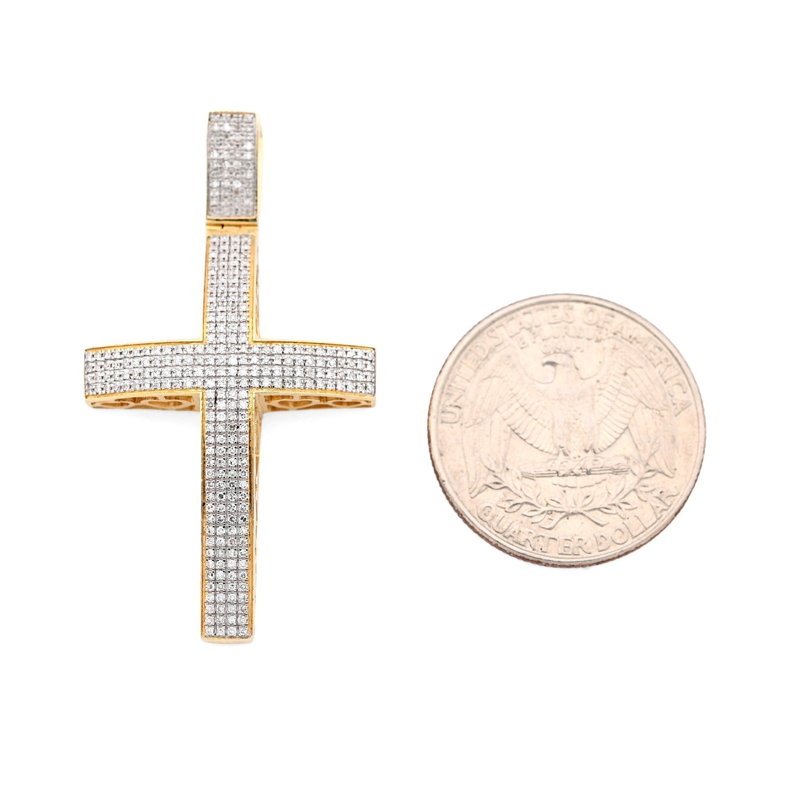 10k Gold 0.6CTW Natural Diamond Cross Pendant 6.6g Religious Charm - Big Bail - Elite Jewelers - Charms & Pendants