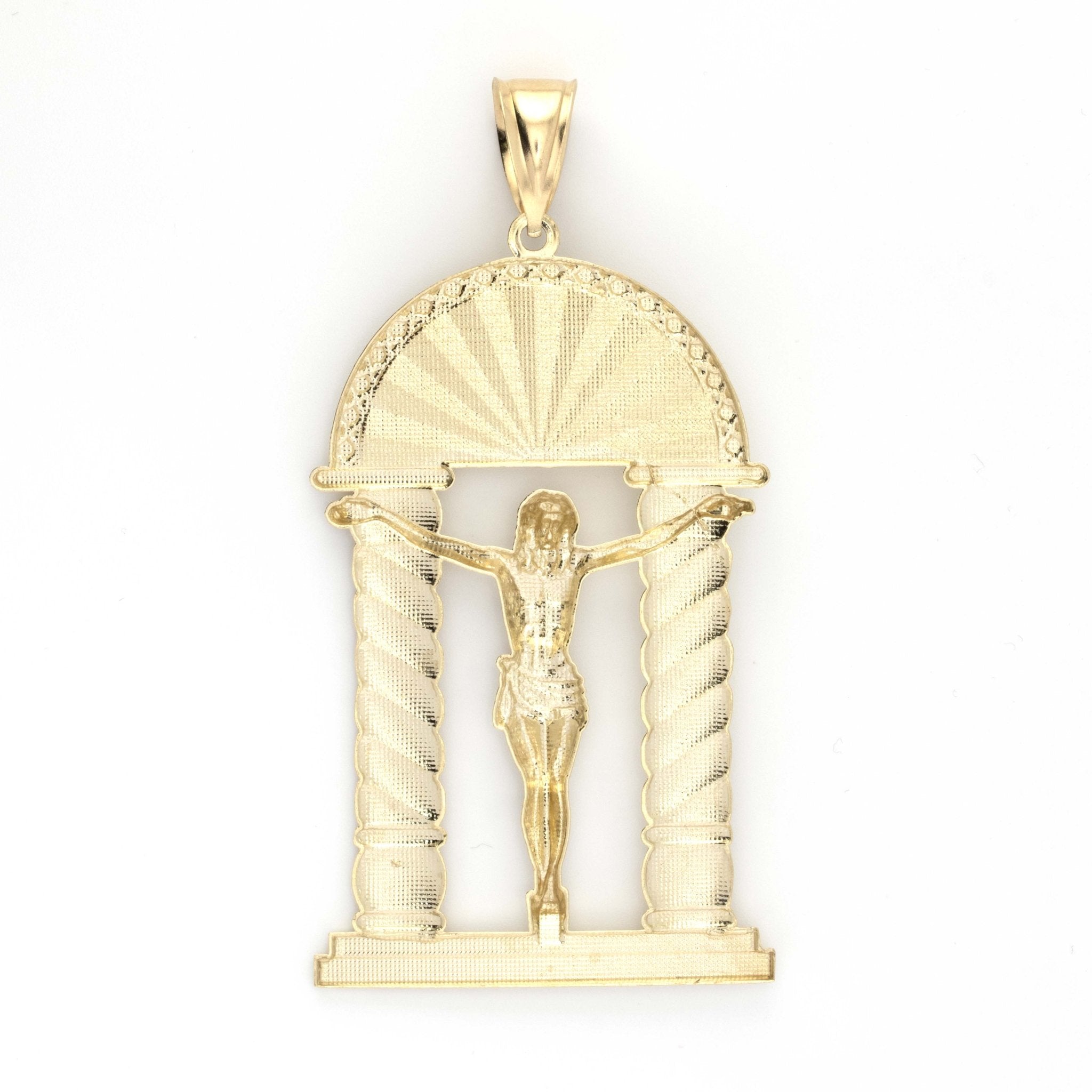 10K Plain Yellow Gold Jesus Pendant 4" Tall 2" Wide - Elite Jewelers - Charms & Pendants