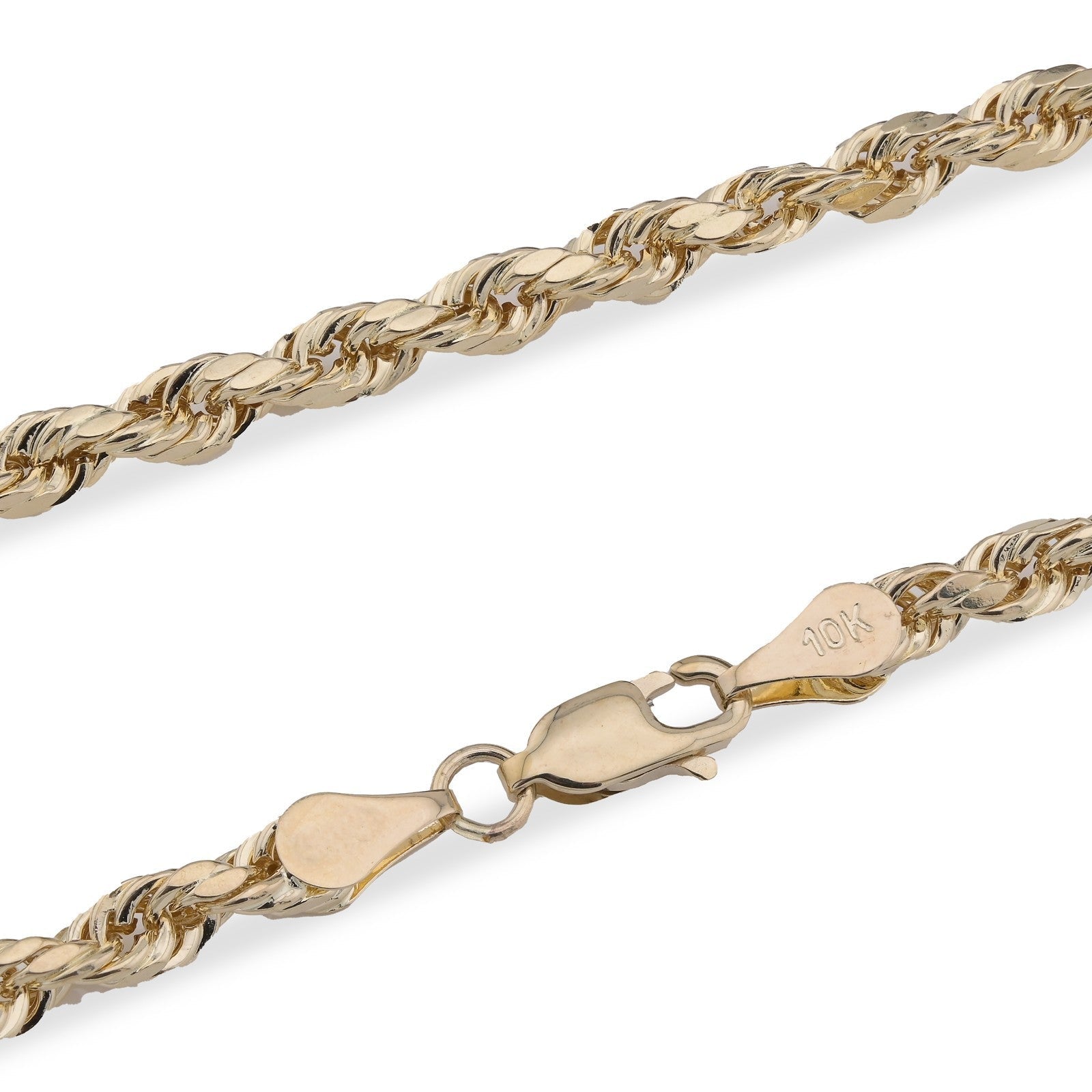 10k Real Yellow Gold 4mm Diamond Cut Rope Chain Necklace Lobster Clasp 7 - Elite Jewelers - Necklaces & Chains