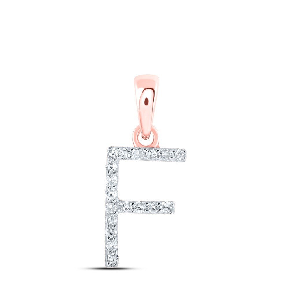 10k Rose Gold 0.07CTW Natural Diamond Initial "F" Charm 0.46g Alphabet Pendant - Elite Jewelers - Charms & Pendants
