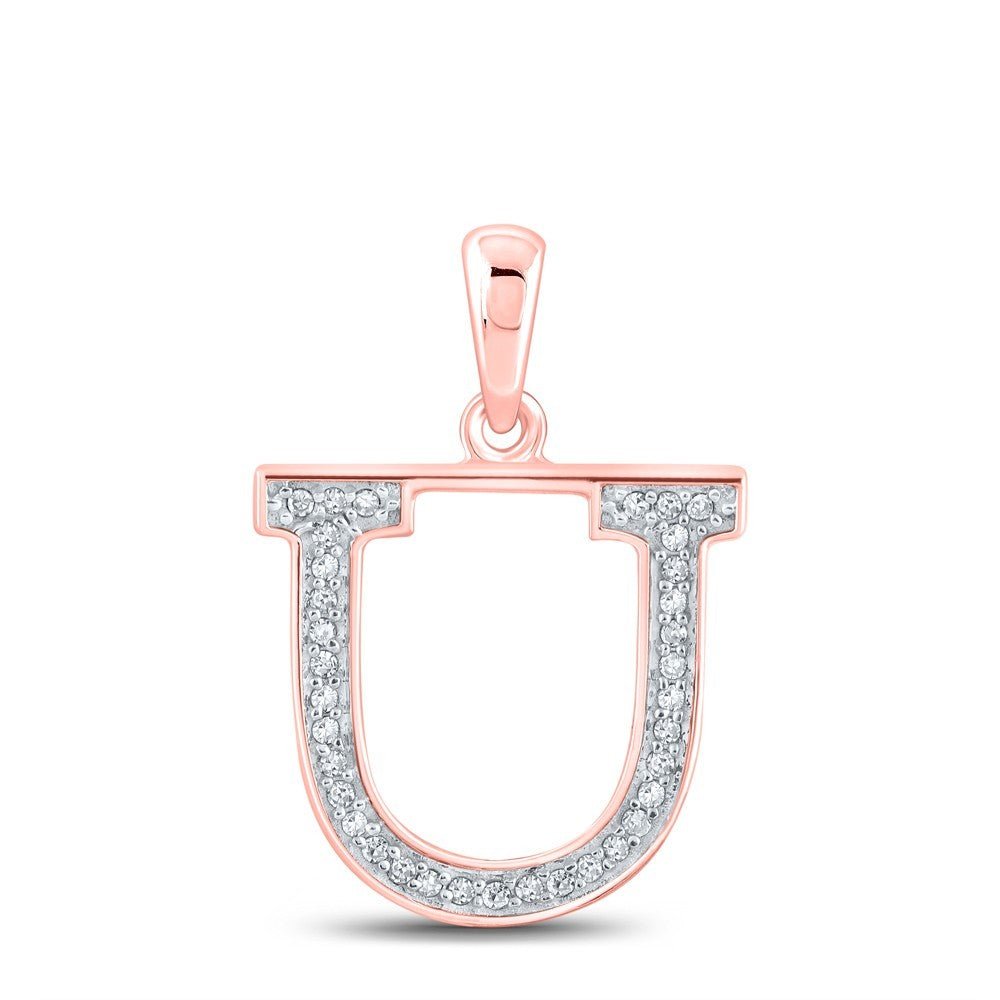 10k Rose Gold 0.07CTW Natural Diamond Initial "U" Charm 0.61g Alphabet Pendant - Elite Jewelers - Charms & Pendants