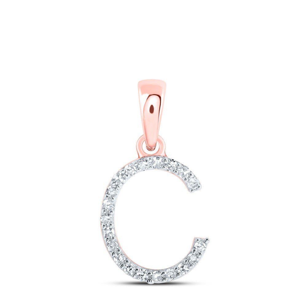 10k Rose Gold 0.08CTW Natural Diamond Initial "C" Charm 0.51g Alphabet Pendant - Elite Jewelers - Charms & Pendants