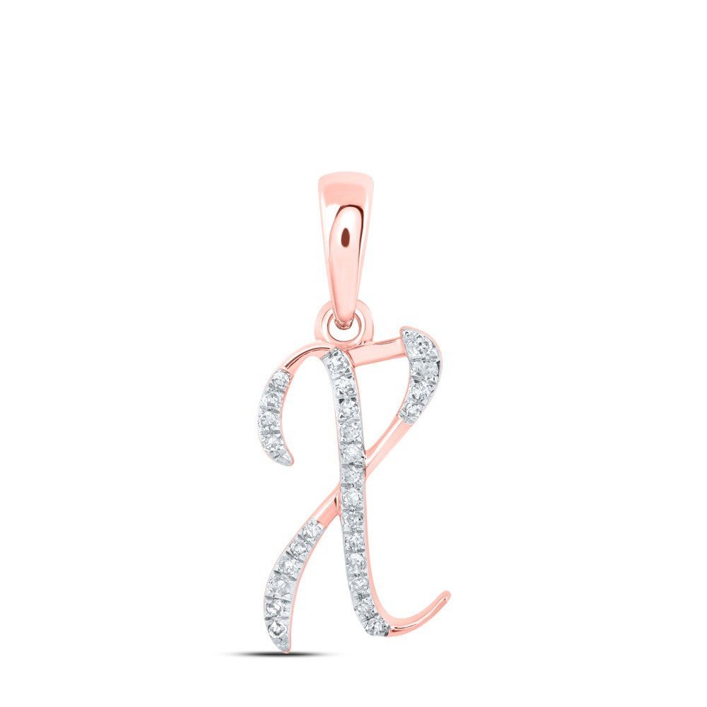 10k Rose Gold 0.08CTW Natural Diamond Initial "X" Charm 0.67g Alphabet Pendant - Elite Jewelers - Charms & Pendants