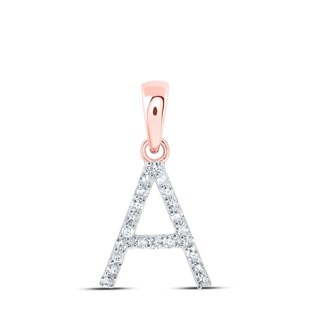 10k Rose Gold 0.09CTW Natural Diamond Initial "A" Charm 0.55g Alphabet Pendant - Elite Jewelers - Charms & Pendants