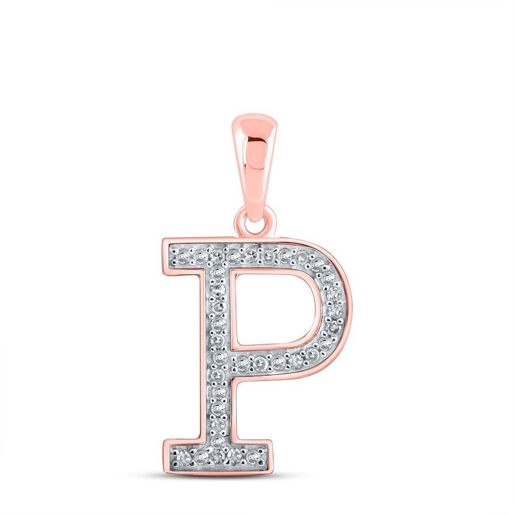 10k Rose Gold 0.09CTW Natural Diamond Initial "P" Charm 0.58g Alphabet Pendant - Elite Jewelers - Charms & Pendants