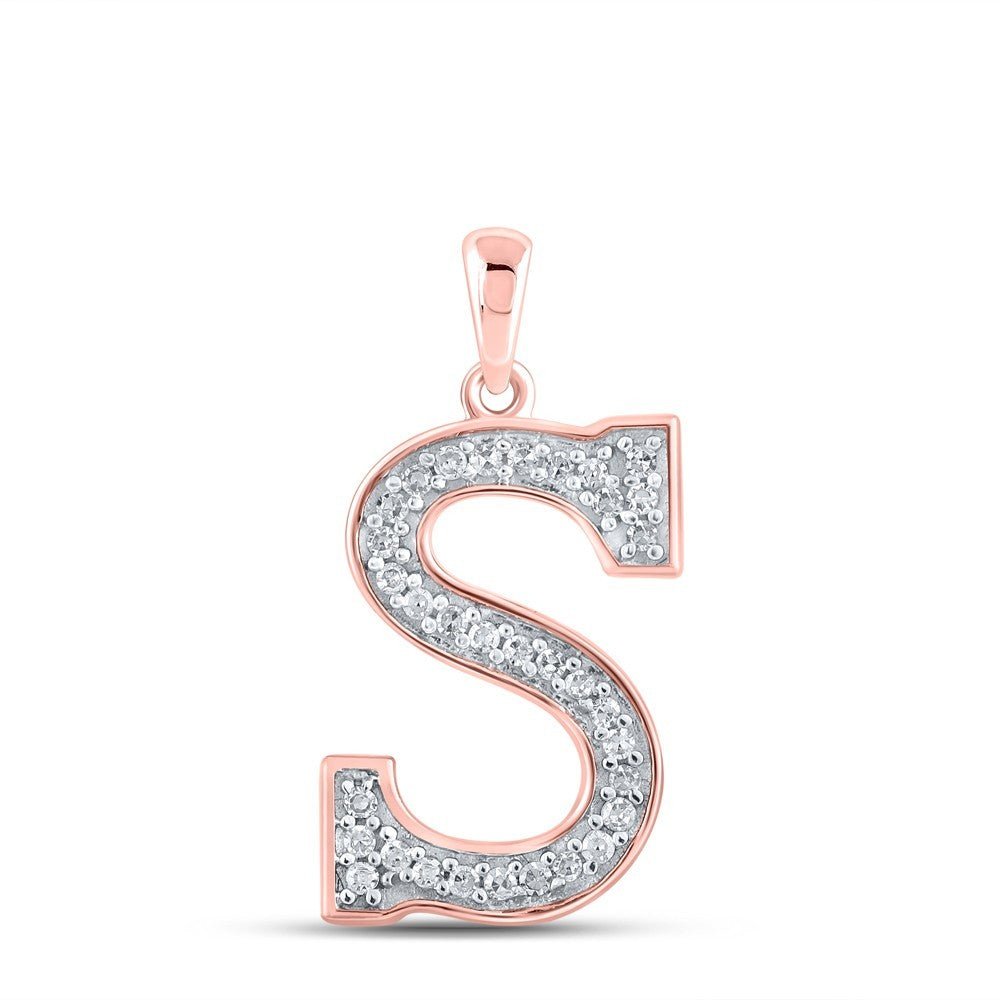 10k Rose Gold 0.09CTW Natural Diamond Initial "S" Charm 0.62g Alphabet Pendant - Elite Jewelers - Charms & Pendants