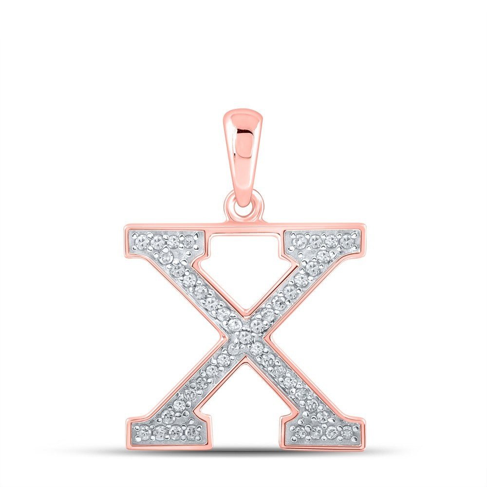 10k Rose Gold 0.09CTW Natural Diamond Initial "X" Charm 0.71g Alphabet Pendant - Elite Jewelers - Charms & Pendants