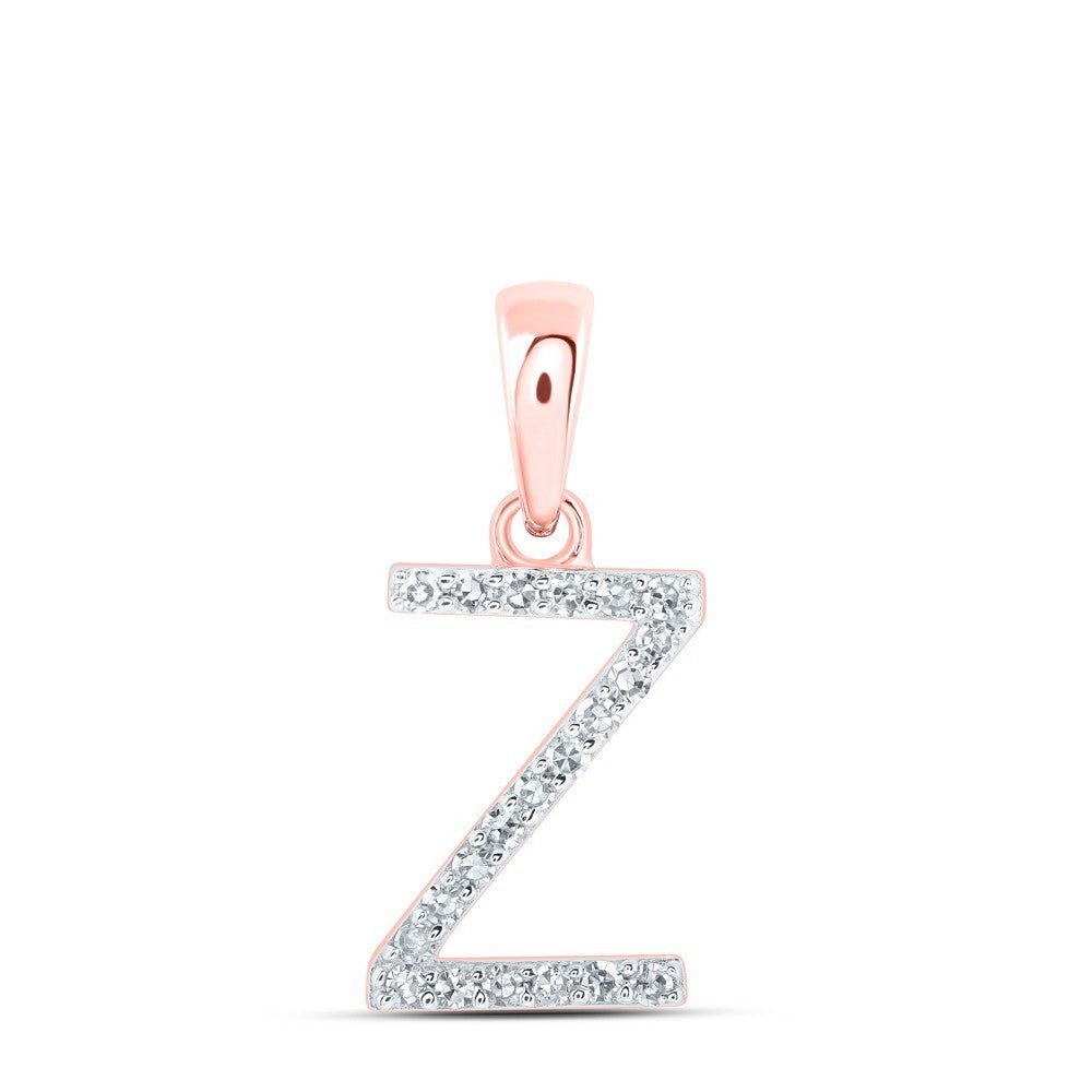 10k Rose Gold 0.09CTW Natural Diamond Initial "Z" Charm 0.53g Alphabet Pendant - Elite Jewelers - Charms & Pendants
