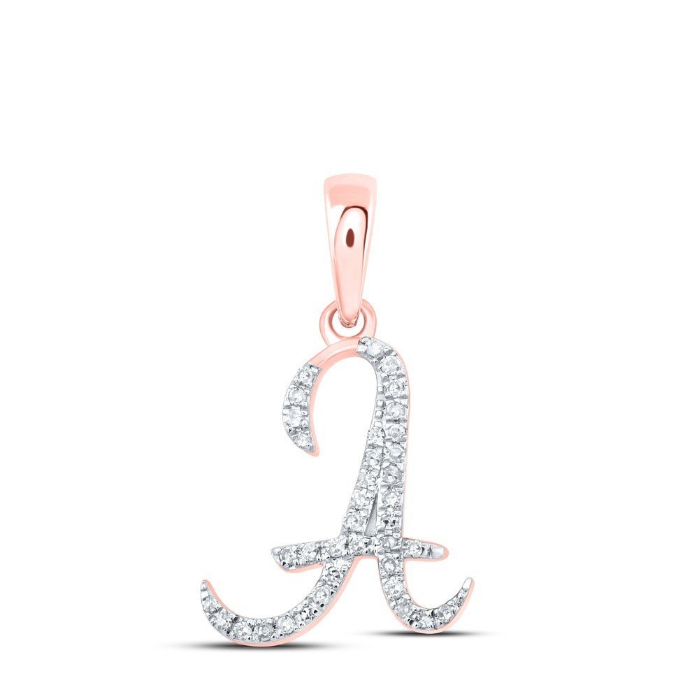 10k Rose Gold 0.11CTW Natural Diamond Initial "A" Charm 0.78g Alphabet Pendant - Elite Jewelers - Charms & Pendants