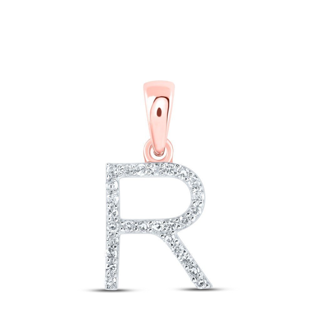 10k Rose Gold 0.11CTW Natural Diamond Initial "R" Charm 0.66g Alphabet Pendant - Elite Jewelers - Charms & Pendants