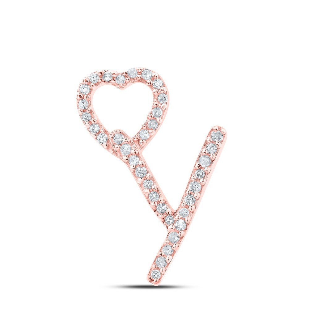 10k Rose Gold 0.11CTW Natural Diamond Initial "Y" Charm 0.77g Alphabet Pendant - Elite Jewelers - Charms & Pendants