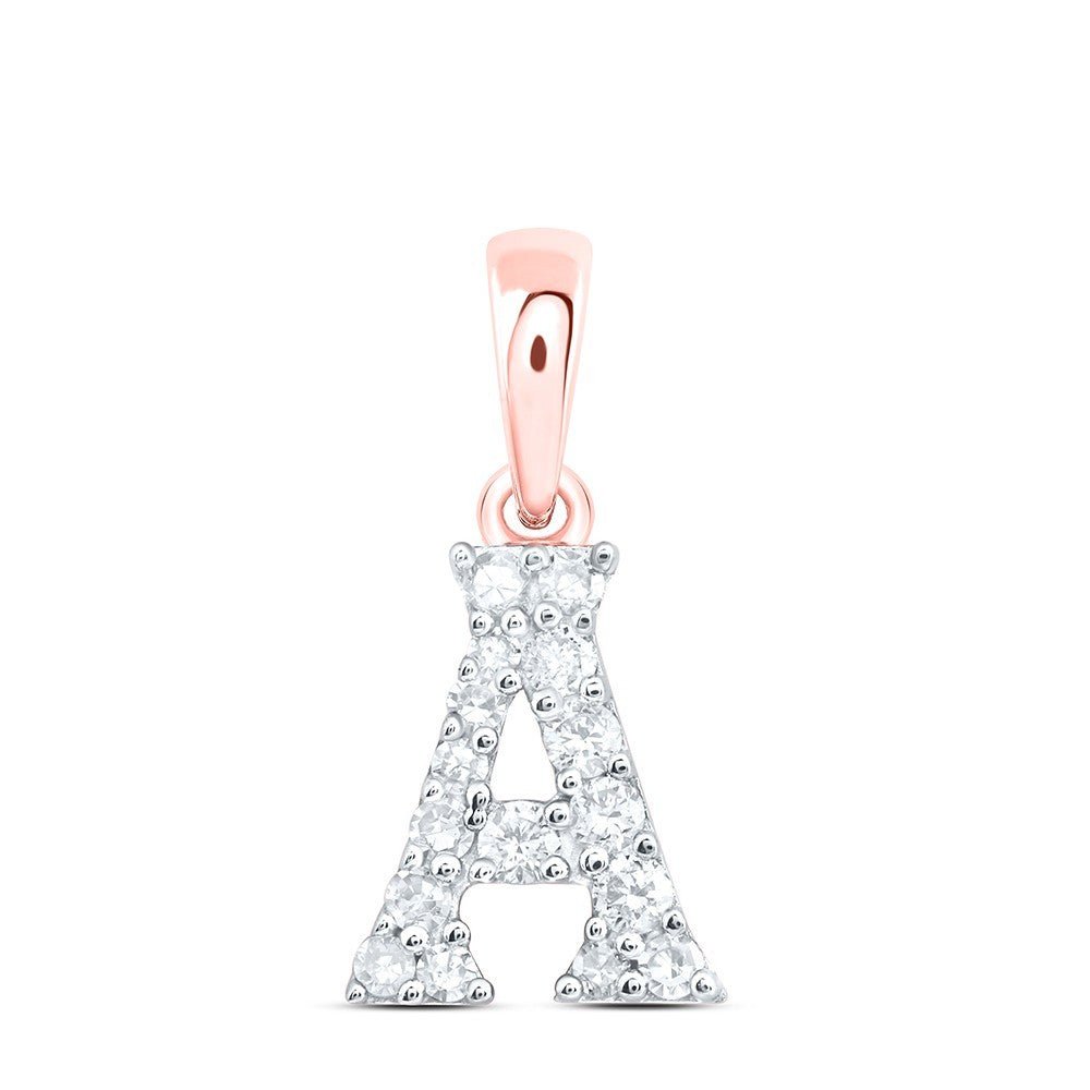 10k Rose Gold 0.12CTW Natural Diamond Initial "A" Charm 0.33g Alphabet Pendant - Elite Jewelers - Charms & Pendants