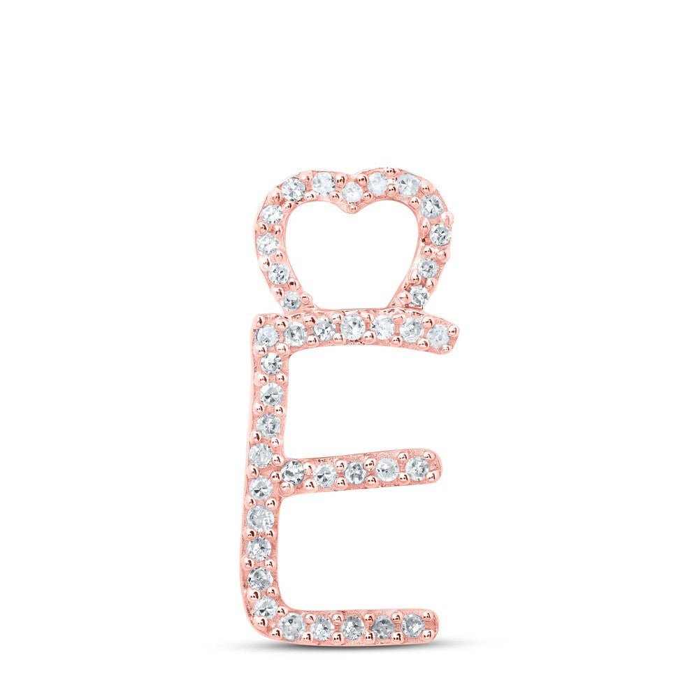10k Rose Gold 0.12CTW Natural Diamond Initial "E" Charm 0.86g Alphabet Pendant - Elite Jewelers - Charms & Pendants