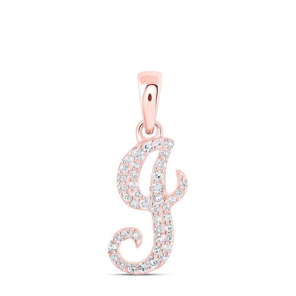 10k Rose Gold 0.14CTW Natural Diamond Initial "J" Charm 0.75g Alphabet Pendant - Elite Jewelers - Charms & Pendants