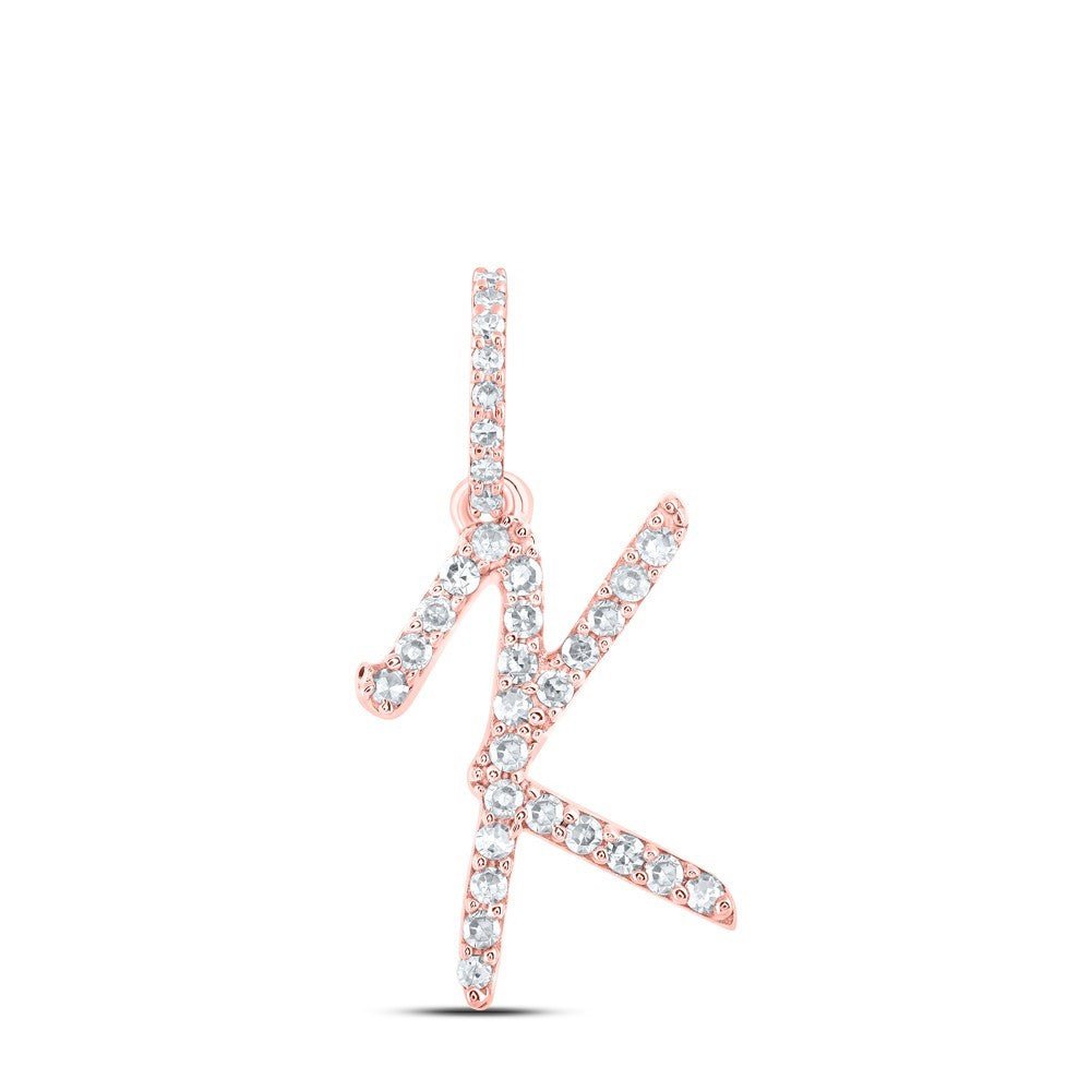 10k Rose Gold 0.14CTW Natural Diamond Initial "K" Charm 0.66g Alphabet Pendant - Elite Jewelers - Charms & Pendants