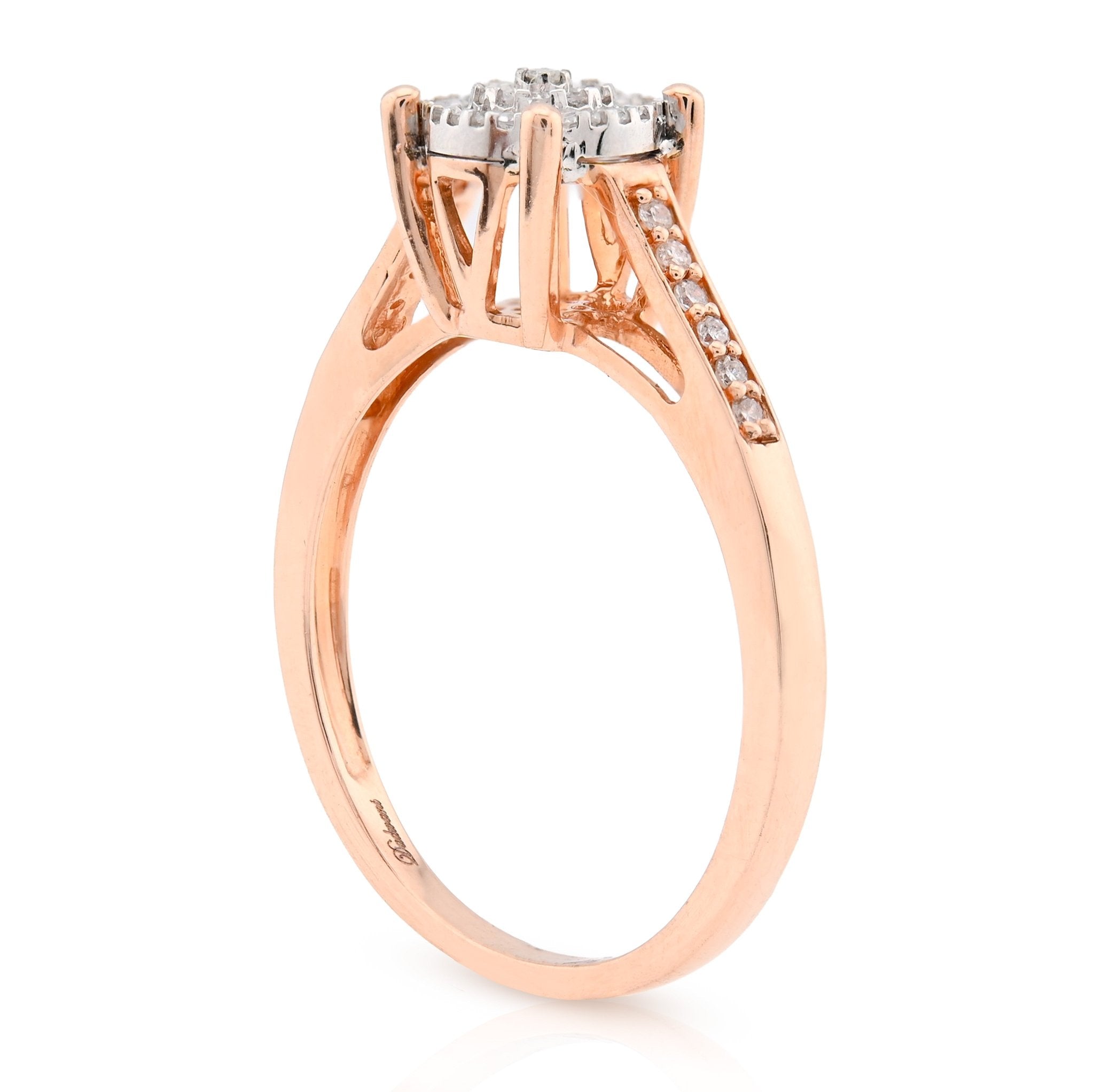 10K Rose Gold 0.18CT Natural Diamond Round Flower Women Ring - Elite Jewelers - Rings