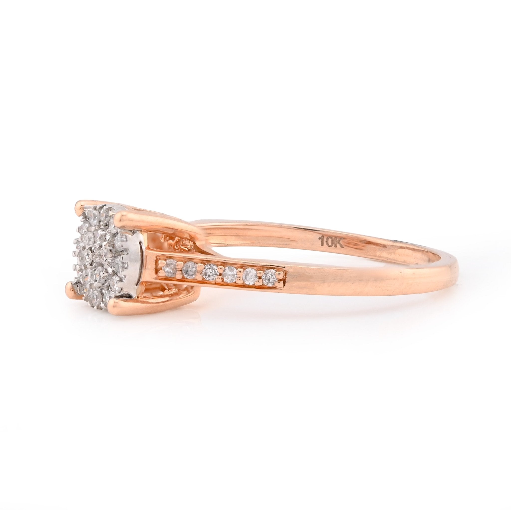 10K Rose Gold 0.18CT Natural Diamond Round Flower Women Ring - Elite Jewelers - Rings