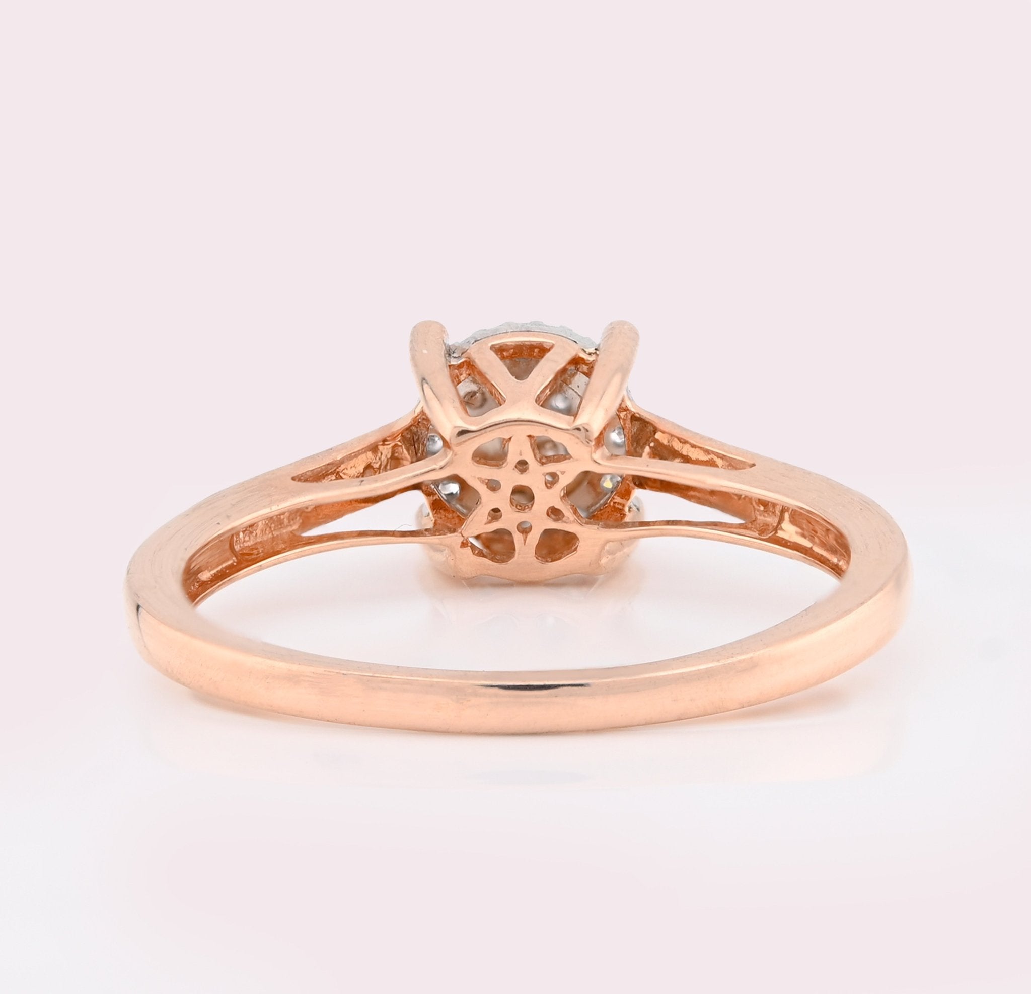 10K Rose Gold 0.18CT Natural Diamond Round Flower Women Ring - Elite Jewelers - Rings
