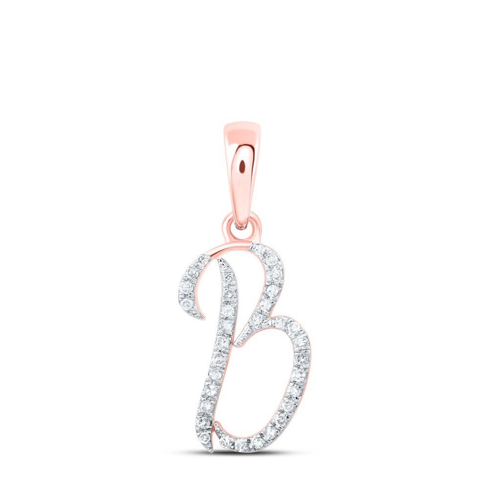 10k Rose Gold 0.1CTW Natural Diamond Initial "B" Charm 0.66g Alphabet Pendant - Elite Jewelers - Charms & Pendants