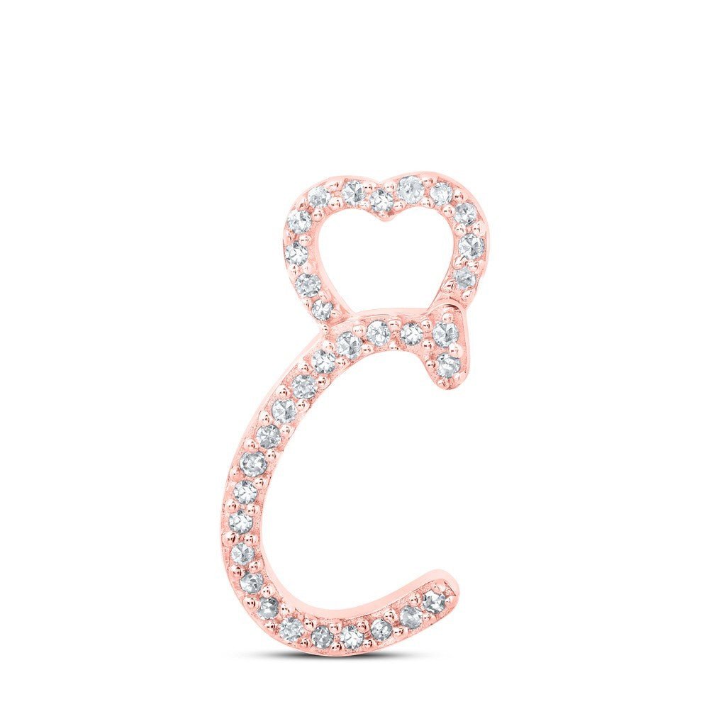 10k Rose Gold 0.1CTW Natural Diamond Initial "C" Charm 0.87g Alphabet Pendant - Elite Jewelers - Charms & Pendants