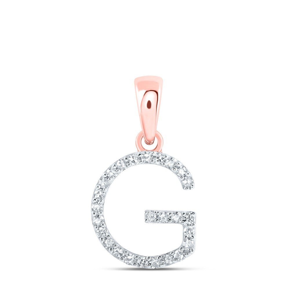 10k Rose Gold 0.1CTW Natural Diamond Initial "G" Charm 0.6g Alphabet Pendant - Elite Jewelers - Charms & Pendants