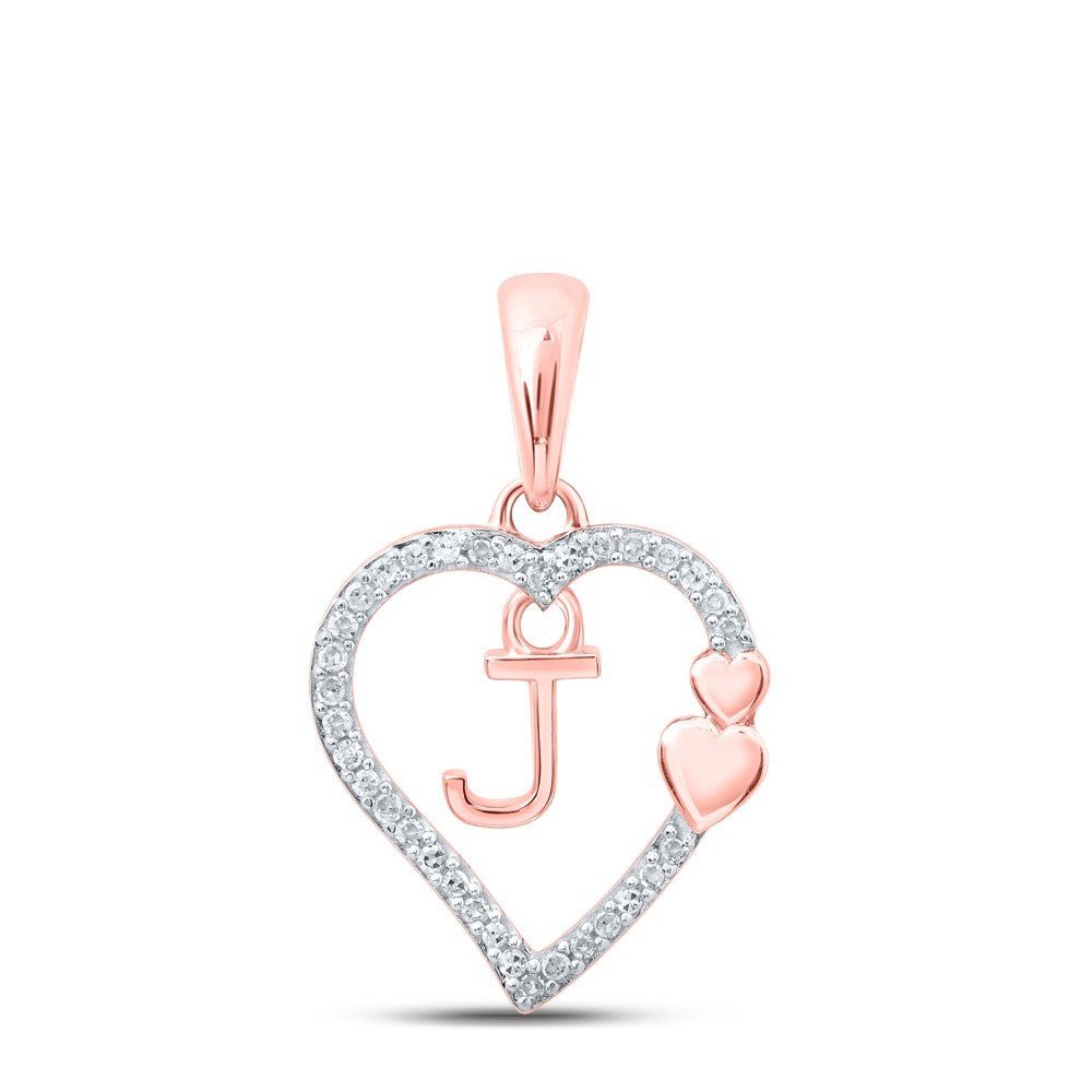 10k Rose Gold 0.1CTW Natural Diamond Initial "J" Charm 1.3g Alphabet Pendant - Elite Jewelers - Charms & Pendants