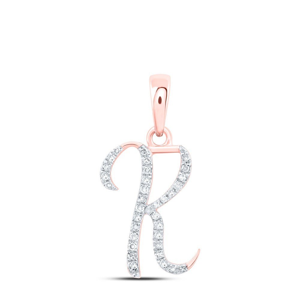 10k Rose Gold 0.1CTW Natural Diamond Initial "K" Charm 0.67g Alphabet Pendant - Elite Jewelers - Charms & Pendants