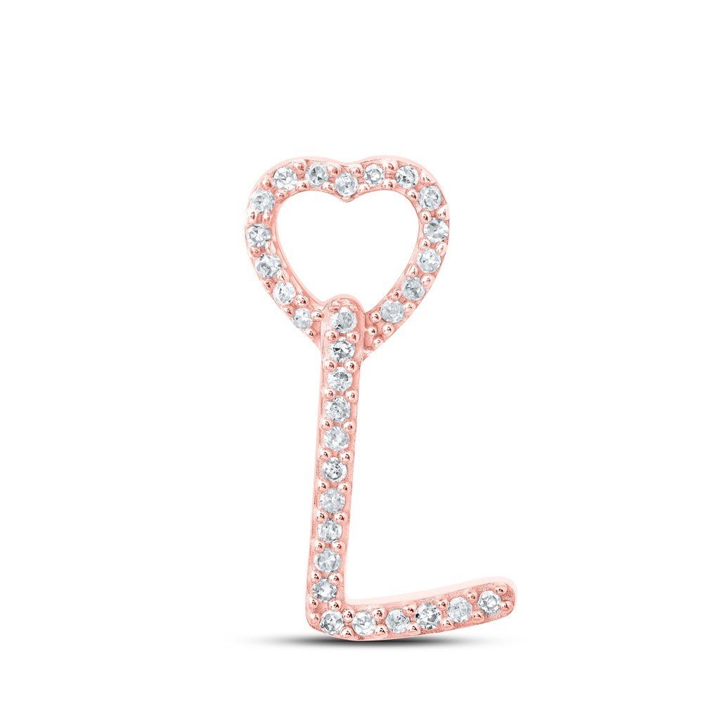 10k Rose Gold 0.1CTW Natural Diamond Initial "L" Charm 0.74g Alphabet Pendant - Elite Jewelers - Charms & Pendants