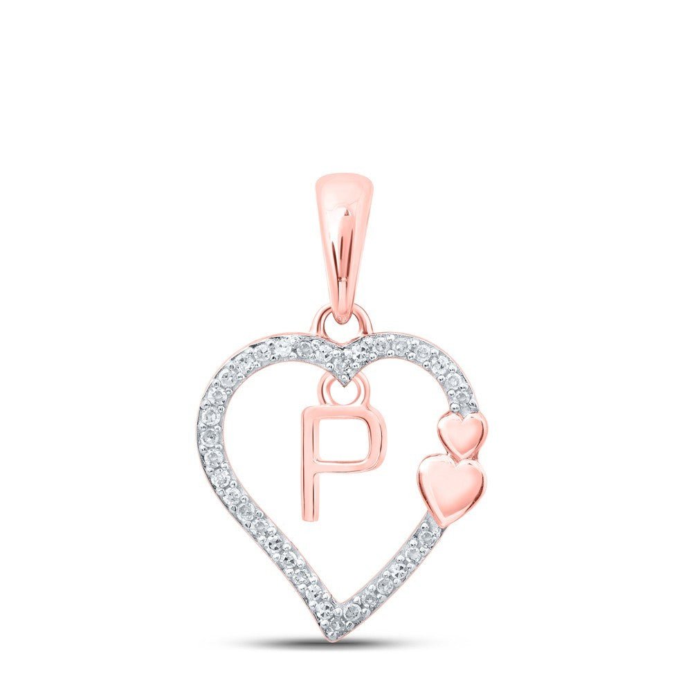 10k Rose Gold 0.1CTW Natural Diamond Initial "P" Charm 1.19g Alphabet Pendant - Elite Jewelers - Charms & Pendants