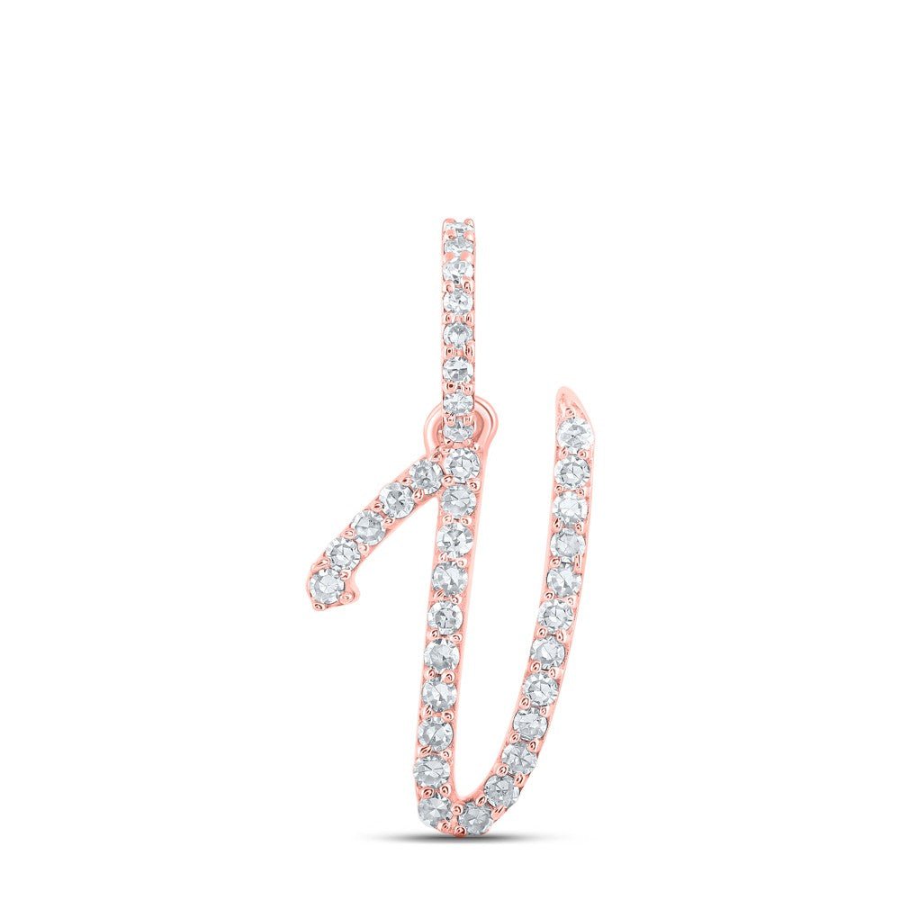 10k Rose Gold 0.67gms 0.16CTW Natural Diamond Initial "V" Letter Pendant Charm - Elite Jewelers - Charms & Pendants