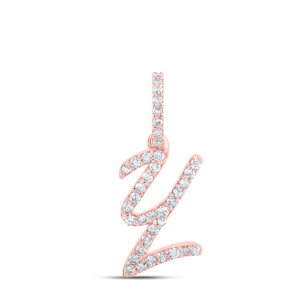 10k Rose Gold 0.71gms 0.13CTW Natural Diamond Initial "Y" Letter Pendant Charm - Elite Jewelers - Charms & Pendants