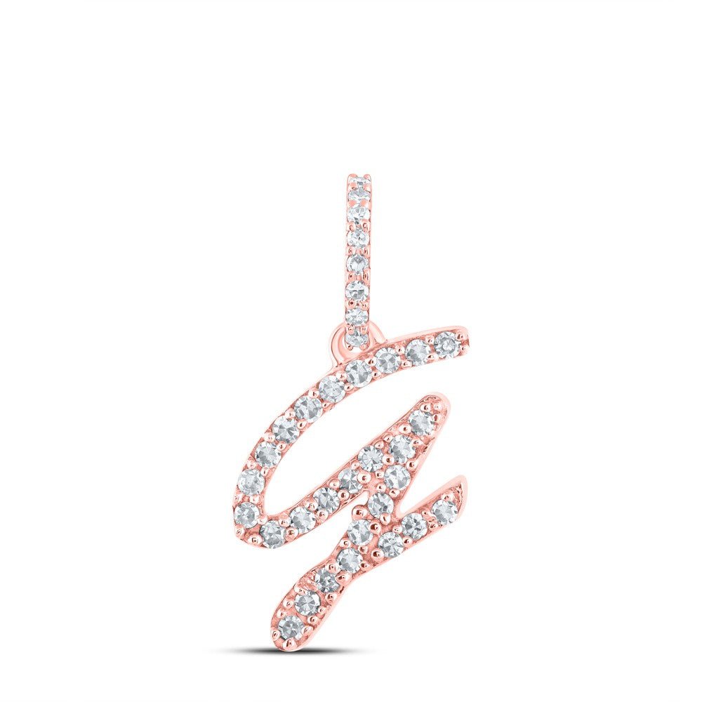 10k Rose Gold 0.74gms 0.14CTW Natural Diamond Initial "G" Letter Pendant Charm - Elite Jewelers - Charms & Pendants