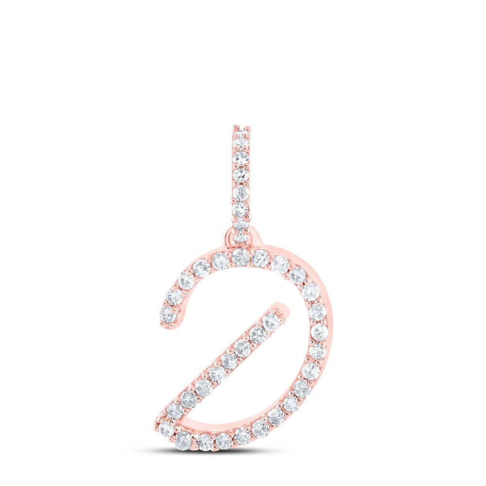 10k Rose Gold 0.7gms 0.16CTW Natural Diamond Initial "D" Letter Pendant Charm - Elite Jewelers - Charms & Pendants