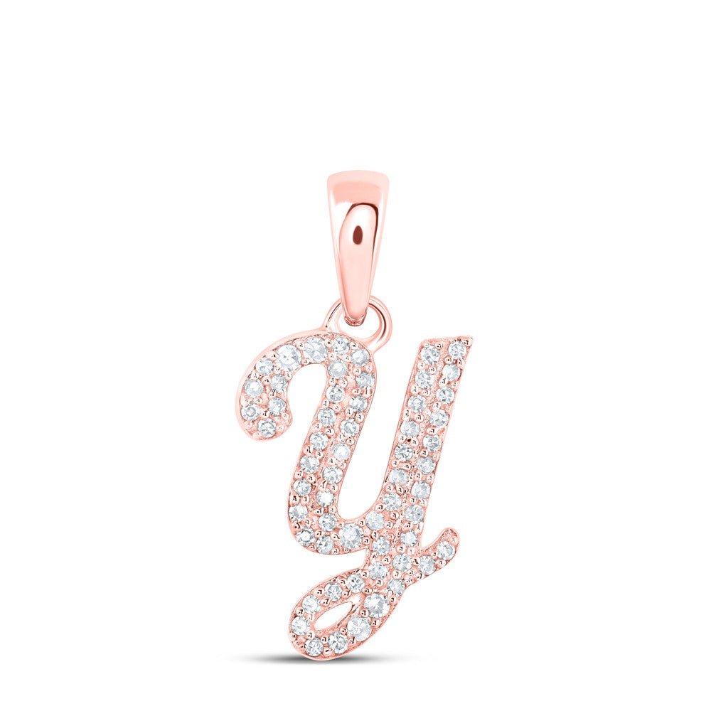 10k Rose Gold 0.84gms 0.19CTW Natural Diamond Initial "Y" Letter Pendant Charm - Elite Jewelers - Charms & Pendants