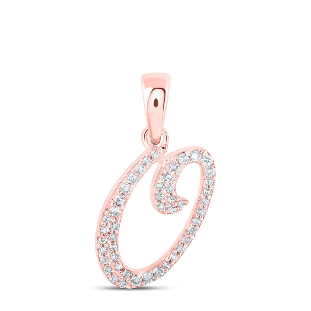 10k Rose Gold 0.9gms 0.12CTW Natural Diamond Initial "O" Letter Pendant Charm - Elite Jewelers - Charms & Pendants