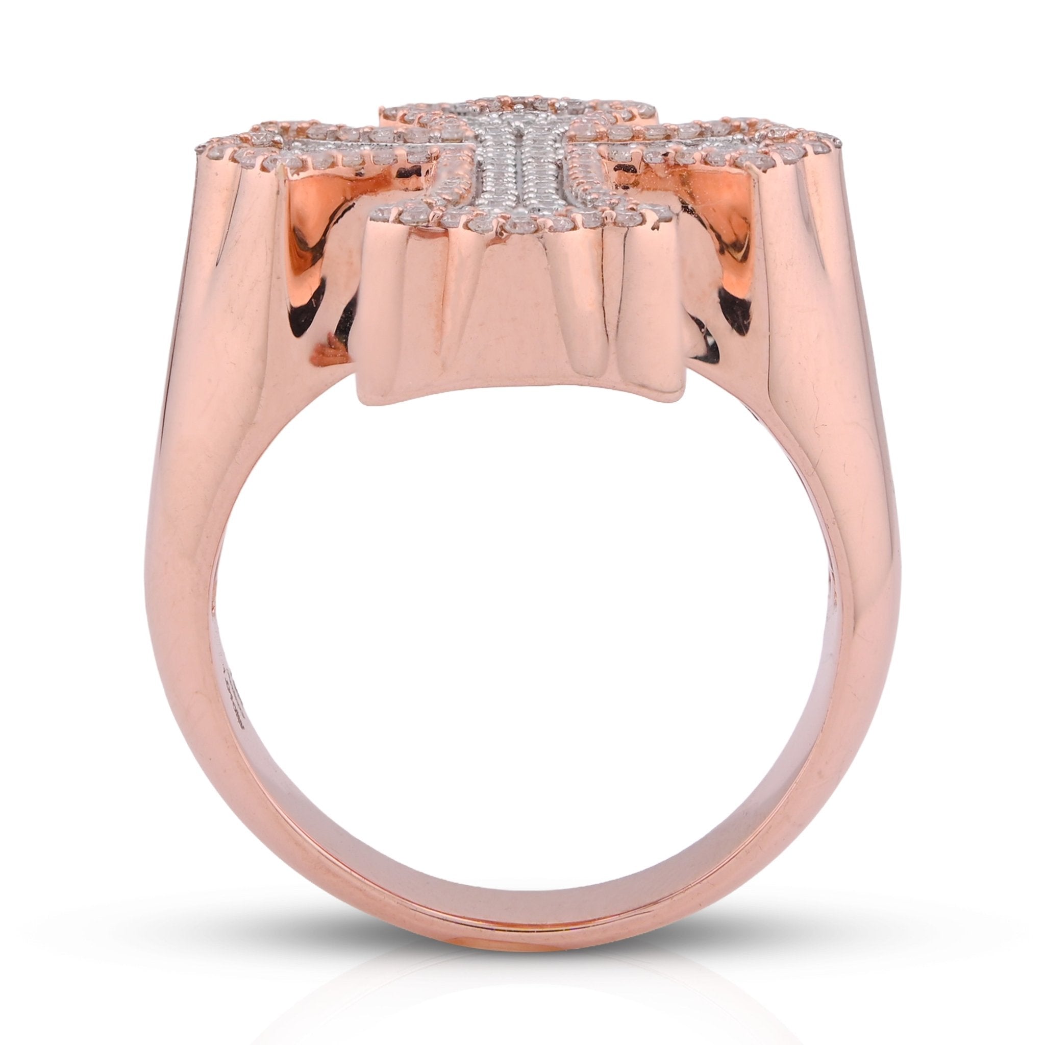 10K Rose Gold 1.01CT Natural DIamond Cross Men Pinky Ring - Elite Jewelers - Rings
