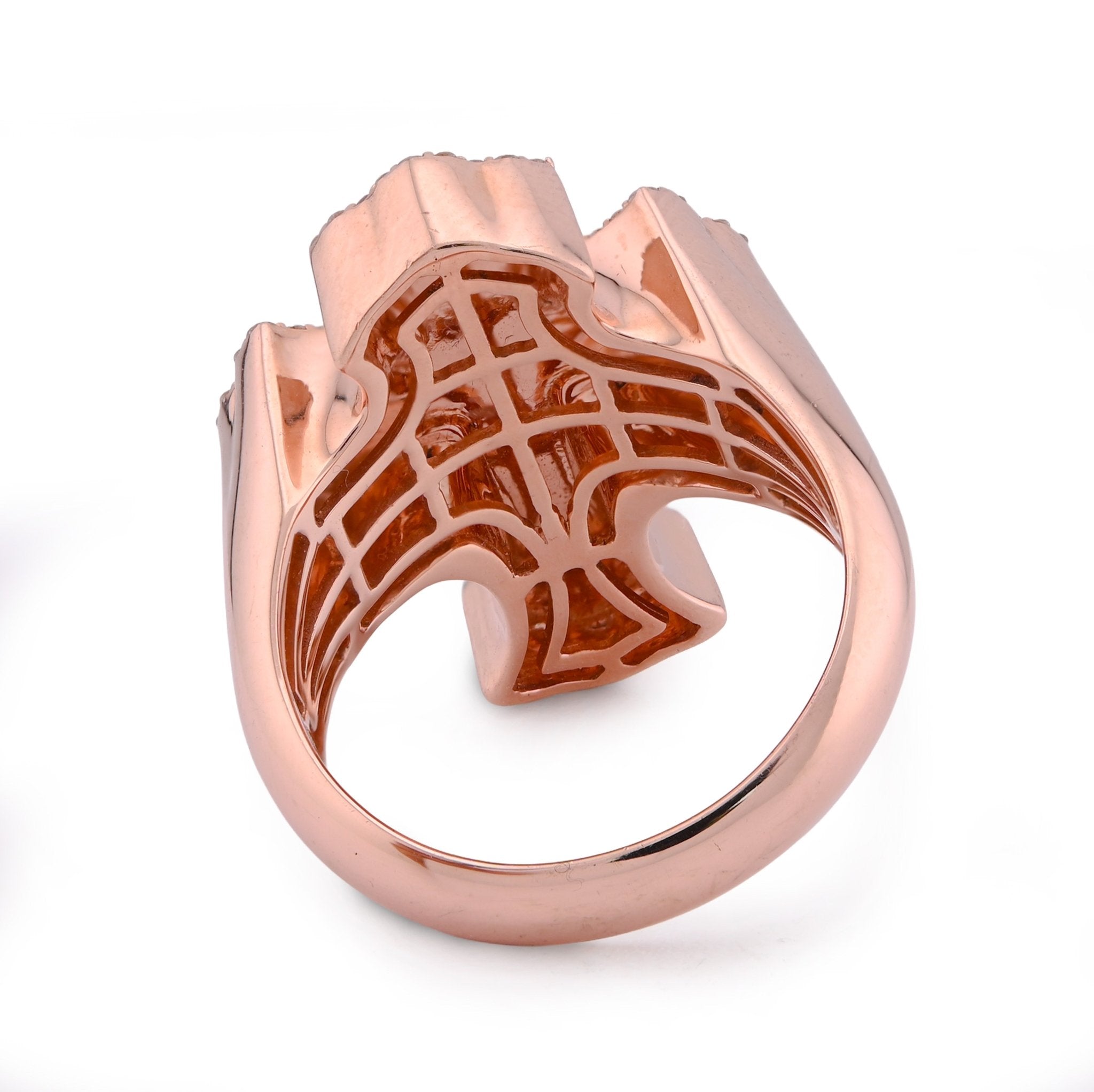 10K Rose Gold 1.01CT Natural DIamond Cross Men Pinky Ring - Elite Jewelers - Rings