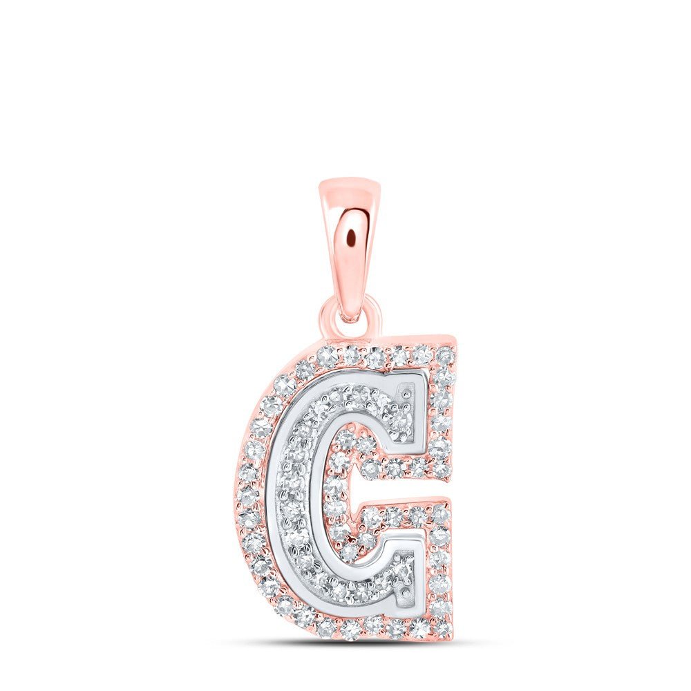 10k Rose Gold 1.09gms 0.2CTW Natural Diamond Initial "C" Letter Pendant Charm - Elite Jewelers - Charms & Pendants