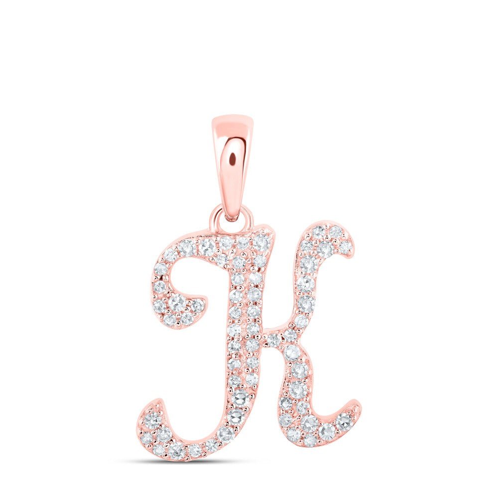 10k Rose Gold 1.11gms 0.18CTW Natural Diamond Initial "K" Letter Pendant Charm - Elite Jewelers - Charms & Pendants