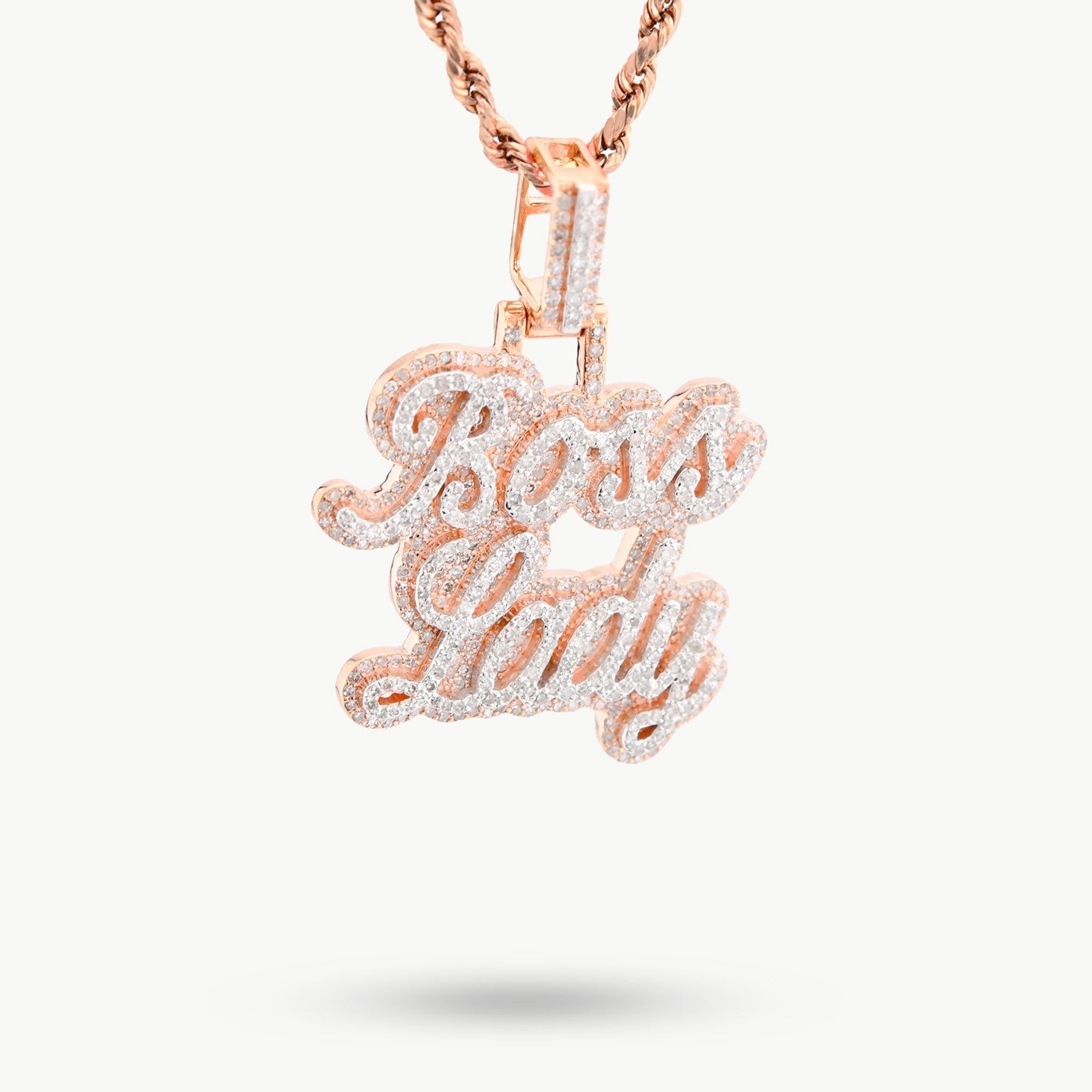 10k Rose Gold 1.12CTW Natural Diamond "Boss Lady" Pendant 8.2gms Womens Charm - Elite Jewelers - Charms & Pendants