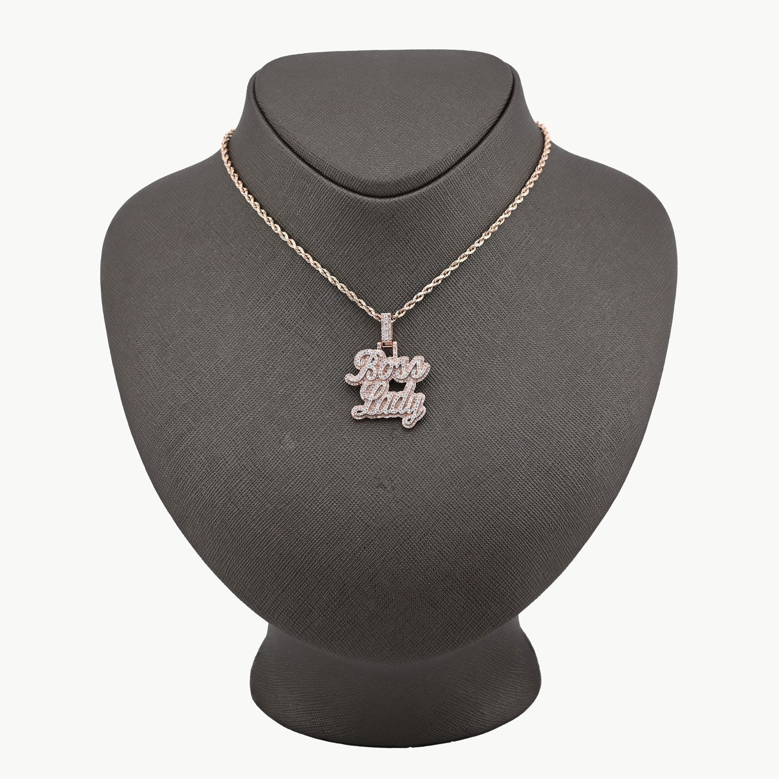 10k Rose Gold 1.12CTW Natural Diamond "Boss Lady" Pendant 8.2gms Womens Charm - Elite Jewelers - Charms & Pendants