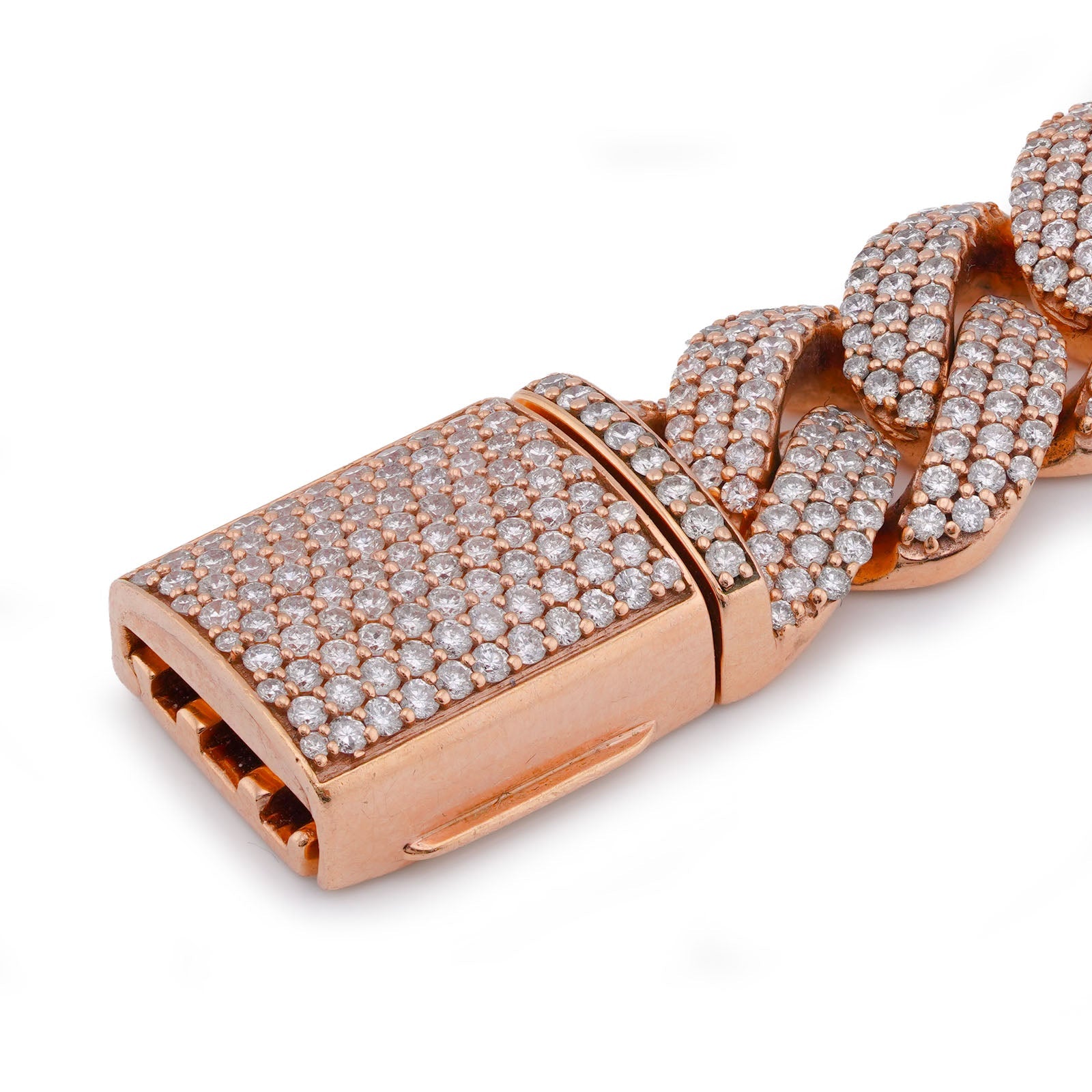 10K Rose Gold 12MM 9.64CT Natural Diamond Cuban Link 8" men Bracelet - Elite Jewelers-Bracelets