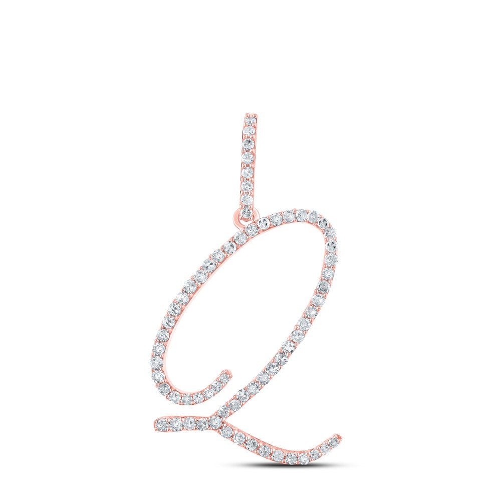 10k Rose Gold 1.38gms 0.45CTW Natural Diamond Initial "Q" Letter Pendant Charm - Elite Jewelers - Charms & Pendants