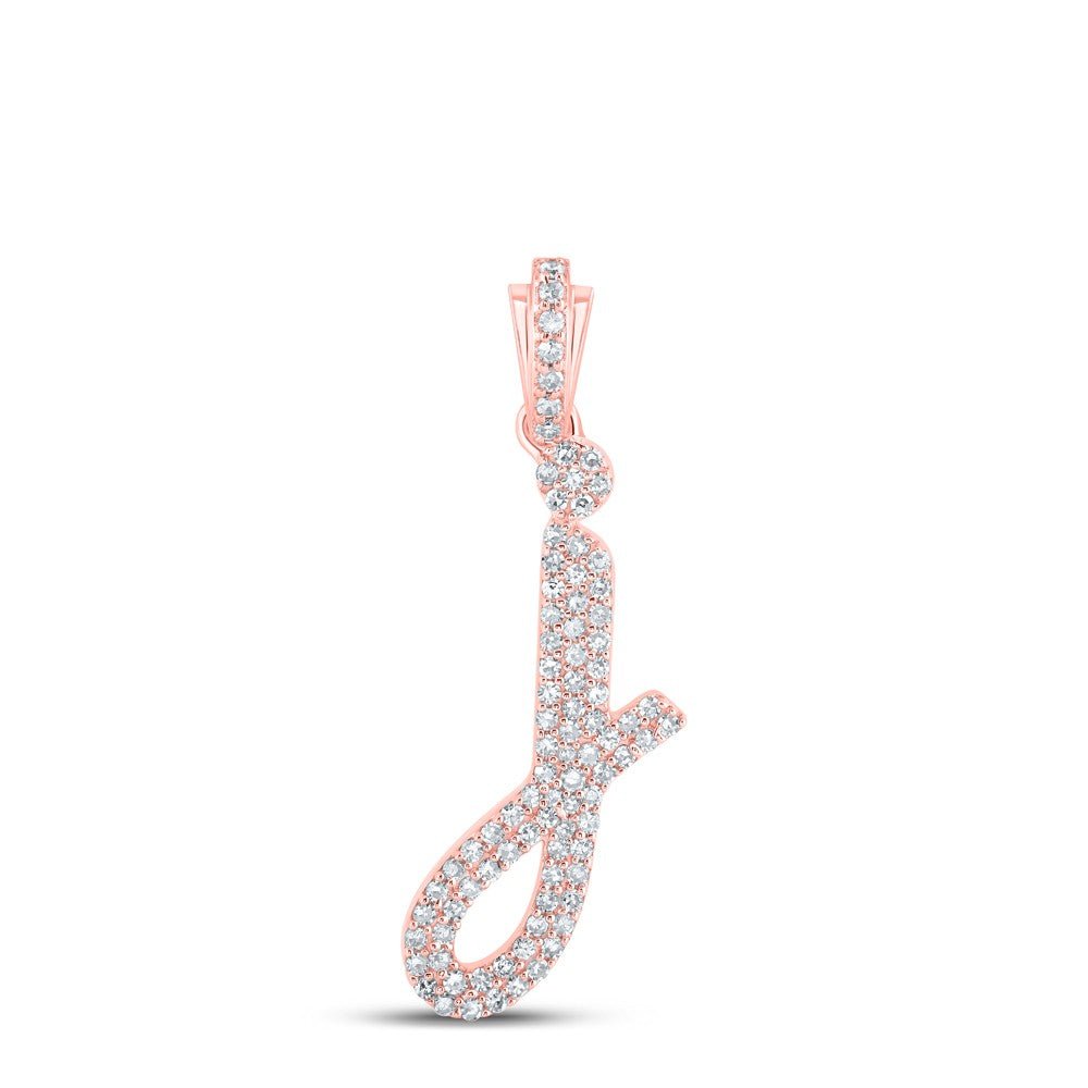 10k Rose Gold 1.42gms 0.38CTW Natural Diamond Initial "J" Letter Pendant Charm - Elite Jewelers - Charms & Pendants