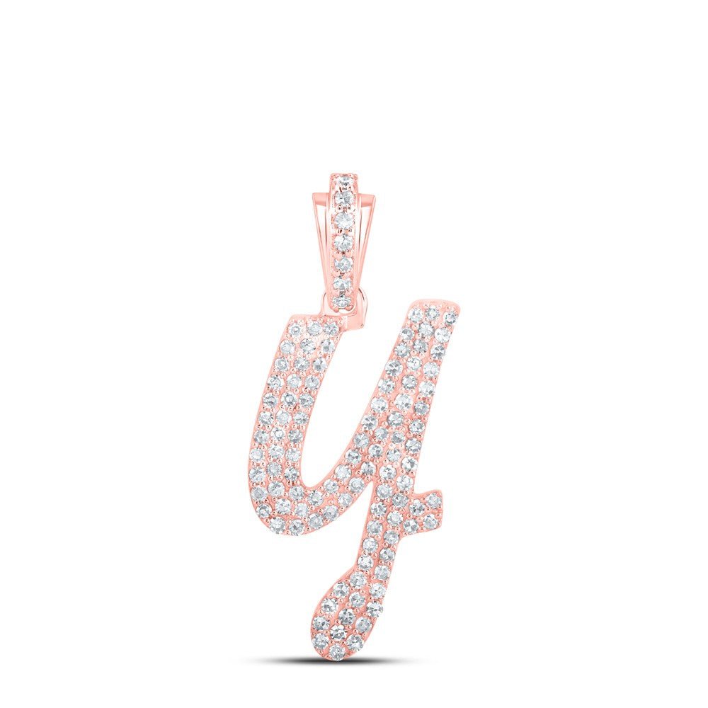 10k Rose Gold 1.67g 0.48CTW Natural Diamond Initial "Y" Pendant Alphabet Charm - Elite Jewelers - Charms & Pendants