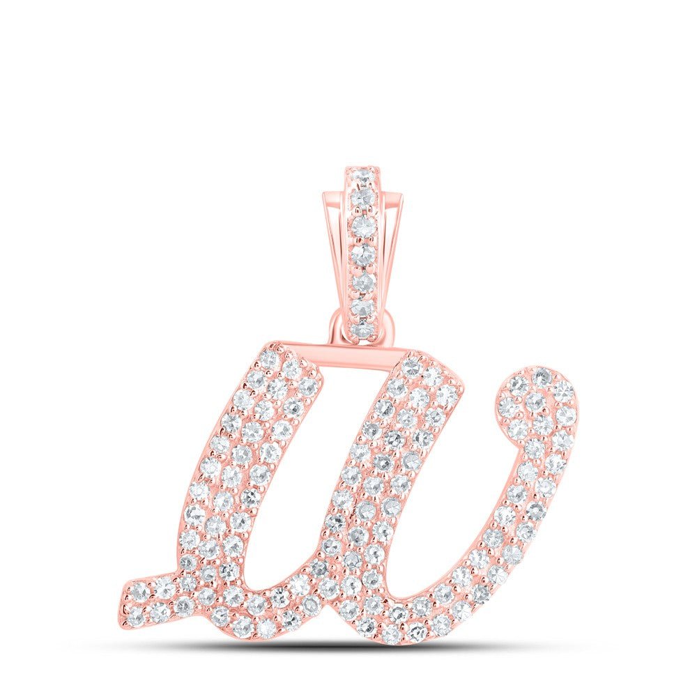 10k Rose Gold 1.82g 0.46CTW Natural Diamond Initial "W" Pendant Alphabet Charm - Elite Jewelers - Charms & Pendants