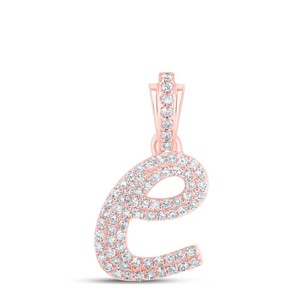10k Rose Gold 1.89gms 0.31CTW Natural Diamond Initial "E" Letter Pendant Charm - Elite Jewelers - Charms & Pendants