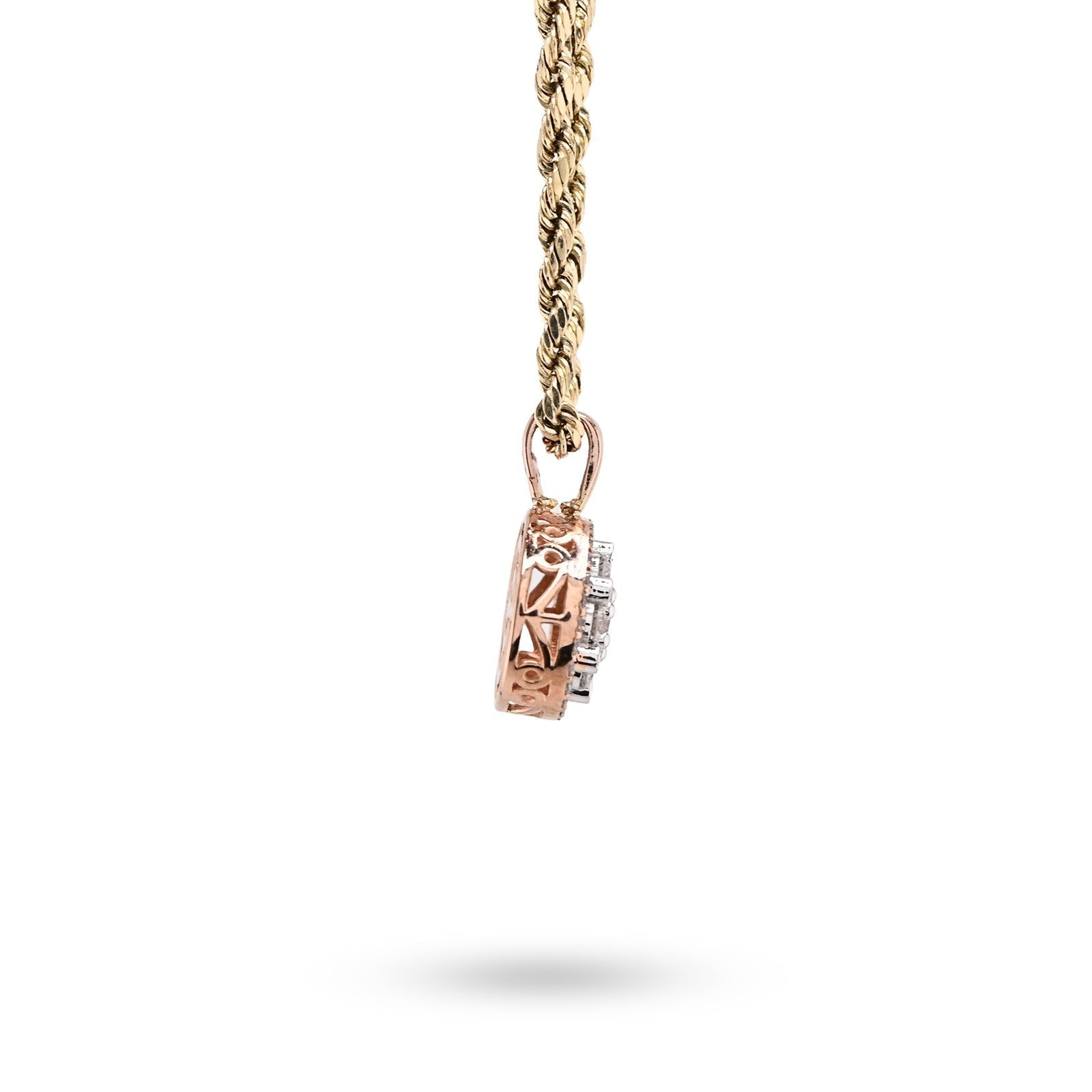 10k Rose Gold 1CTW Natural Diamond Flower Cluster Round Pendant 1.6g Women Charm - Elite Jewelers - Charms & Pendants