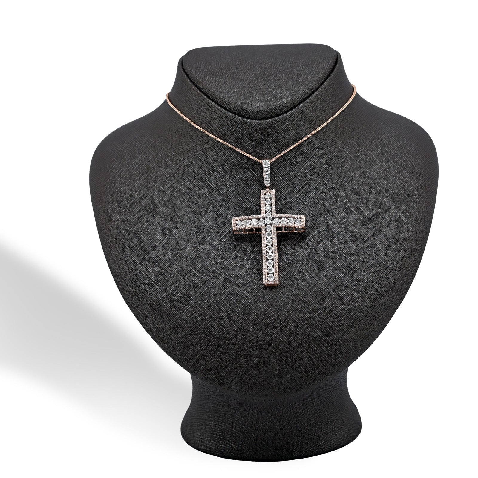 10k Rose Gold 2.05CTW Natural Diamond Cross Pendant 8.9g Unisex Charm - Elite Jewelers - Charms & Pendants